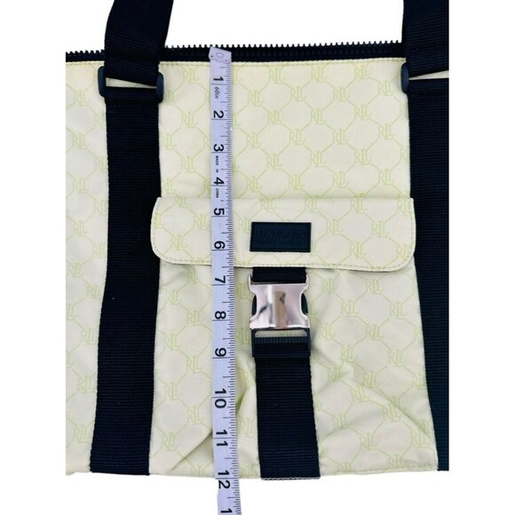 Vintage Ralph Lauren Monogram Nylon Tote Hand Bag Purse Green Y2K - Picture 7 of 13